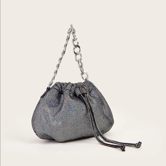 Drawstring design rhinestone chain bag - Picture 2 of 2